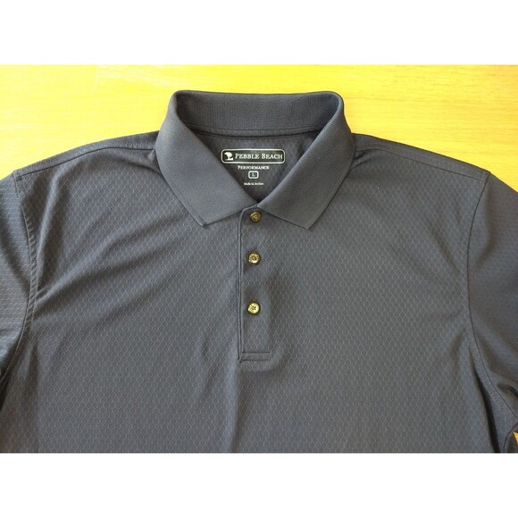PEBBLE BEACH Performance Golf Polo Shirt Men's Large Textured‎ Dark Gray NWOT - Picture 3 of 13